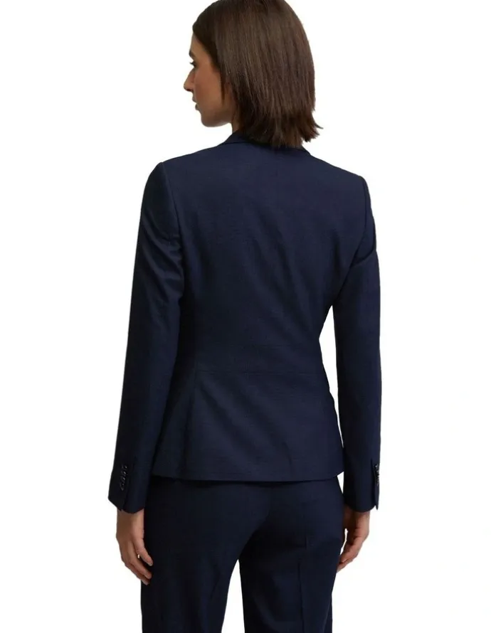 Oxford Alexa Wool Stretch Suit Jacket in Navy