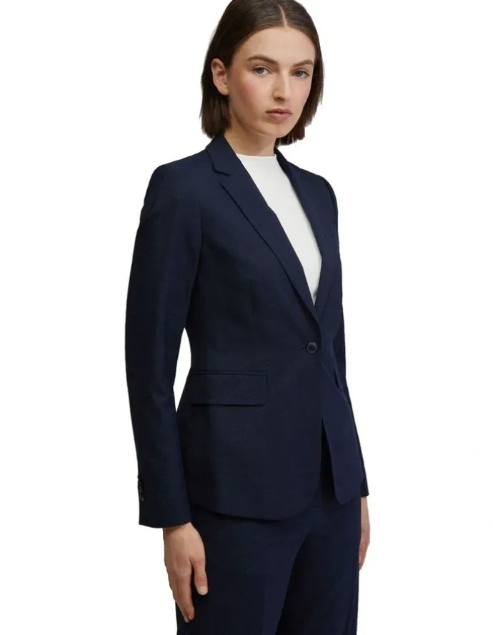 Oxford Alexa Wool Stretch Suit Jacket in Navy