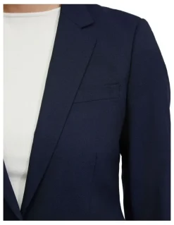 Oxford Alexa Wool Stretch Suit Jacket in Navy
