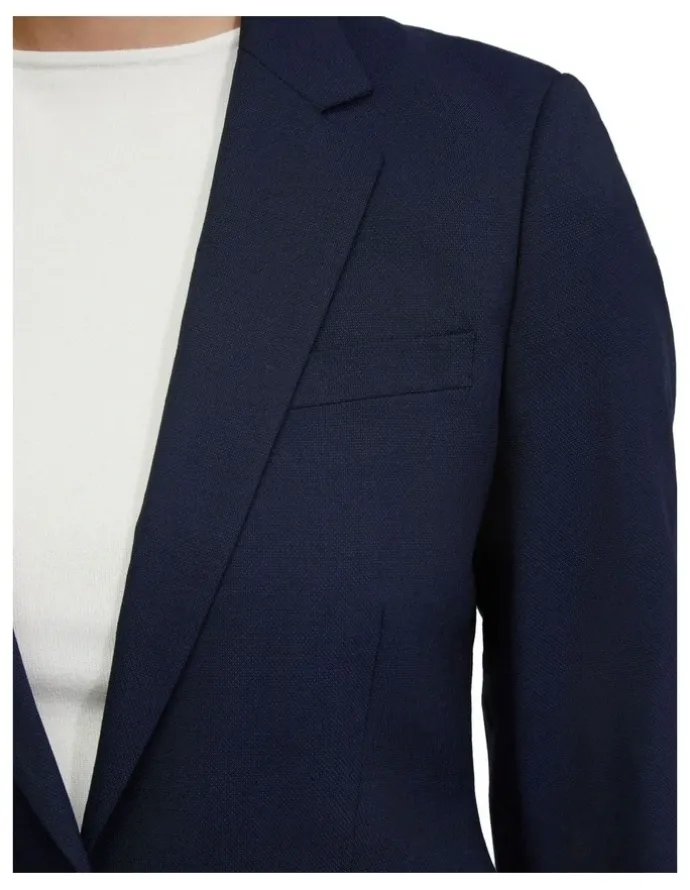 Oxford Alexa Wool Stretch Suit Jacket in Navy