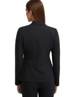 Oxford Alexa Wool Stretch Suit Jacket in Black
