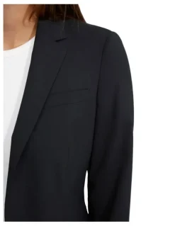 Oxford Alexa Wool Stretch Suit Jacket in Black