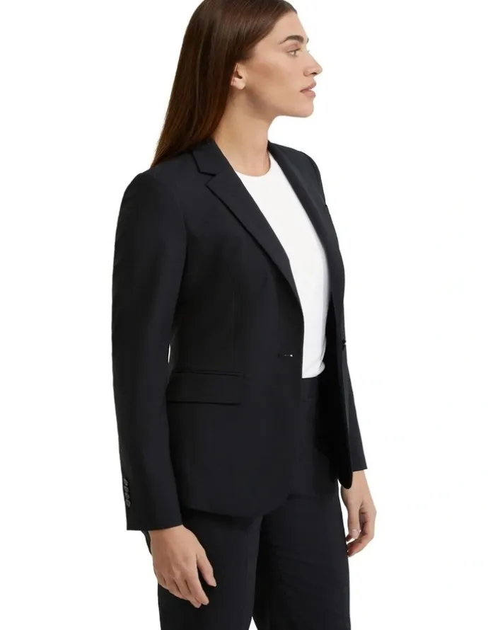 Oxford Alexa Wool Stretch Suit Jacket in Black