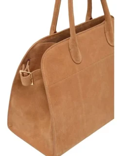 Oxford Bridget Top Handle Suede Bag in Tobacco