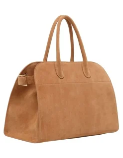 Oxford Bridget Top Handle Suede Bag in Tobacco