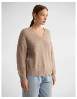 Oxford Bridgette Alpaca Blend V-Neck in Sand