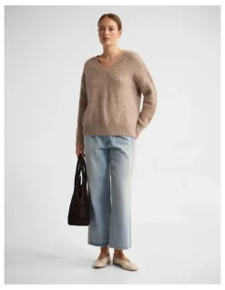 Oxford Bridgette Alpaca Blend V-Neck in Sand