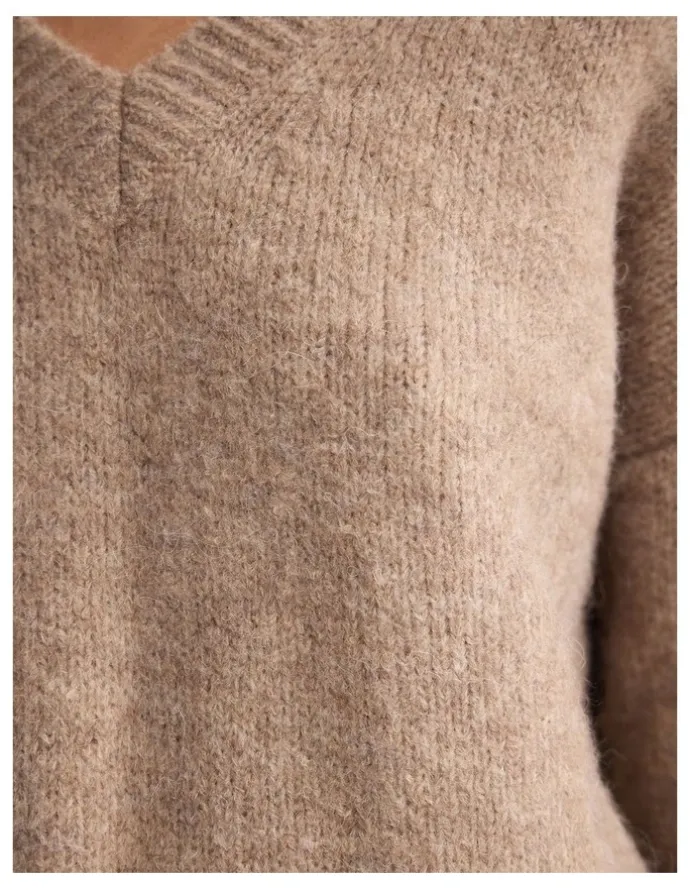 Oxford Bridgette Alpaca Blend V-Neck in Sand