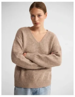 Oxford Bridgette Alpaca Blend V-Neck in Sand