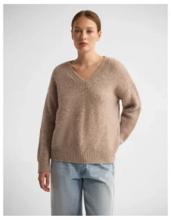 Oxford Bridgette Alpaca Blend V-Neck in Sand