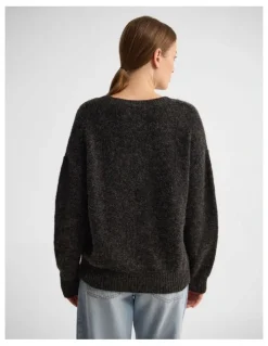 Oxford Bridgette Alpaca Blend V-Neck in Charcoal