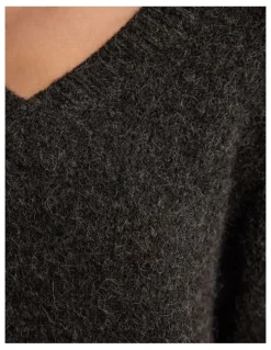 Oxford Bridgette Alpaca Blend V-Neck in Charcoal