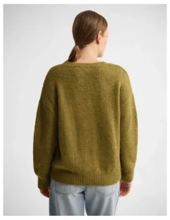 Oxford Bridgette Alpaca Blend V-Neck in Olive