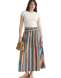 Oxford Bronte Stripped Skirt in Navy Multi