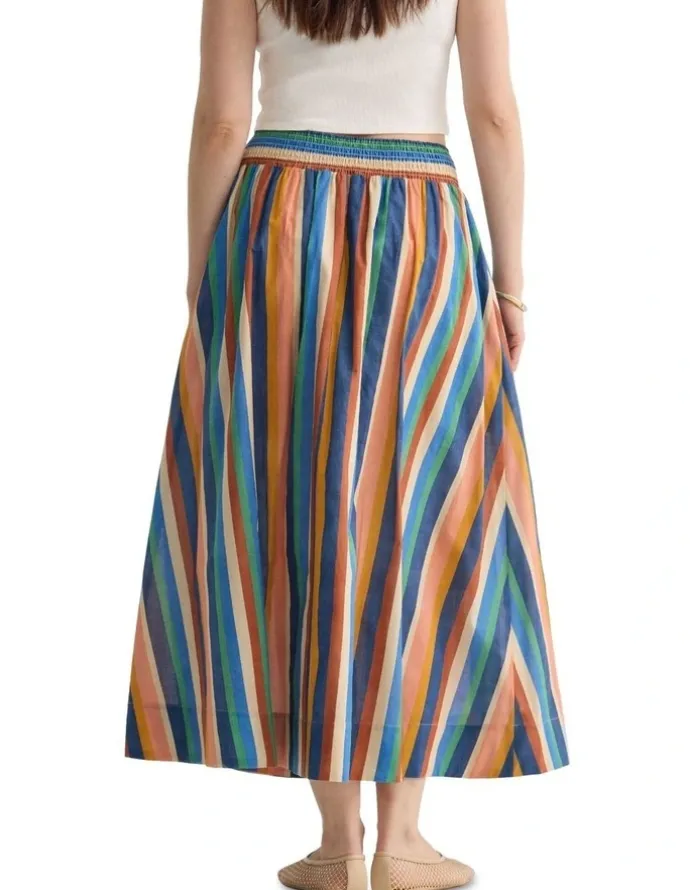 Oxford Bronte Stripped Skirt in Navy Multi