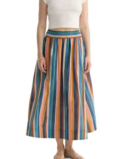 Oxford Bronte Stripped Skirt in Navy Multi
