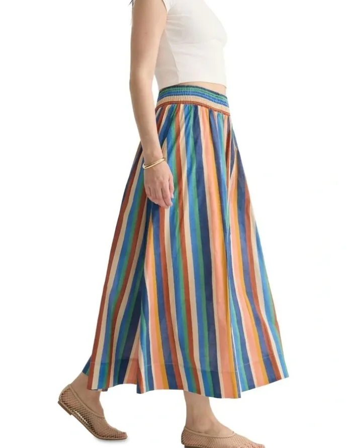 Oxford Bronte Stripped Skirt in Navy Multi