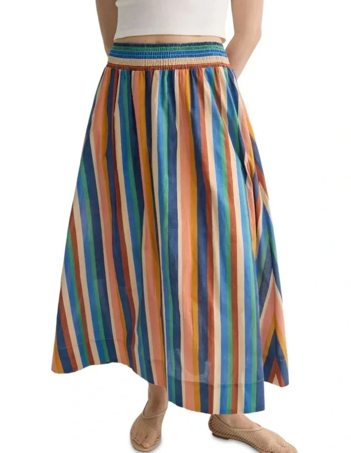 Oxford Bronte Stripped Skirt in Navy Multi