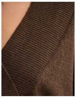 Oxford Camille V-Neck Wool Blend Knit in Chocolate