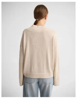 Oxford Camille V-Neck Wool Blend Knit in Ivory