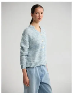 Oxford Dasha 2 Colour Cardigan in Blue/Ivory