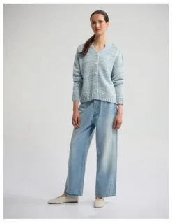 Oxford Dasha 2 Colour Cardigan in Blue/Ivory