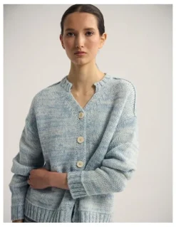 Oxford Dasha 2 Colour Cardigan in Blue/Ivory