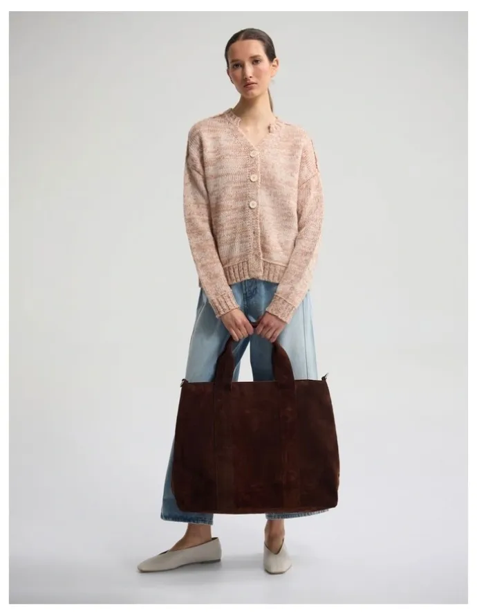 Oxford Dasha 2 Colour Cardigan in Clay/Ivory