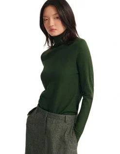 Oxford Ela Turtle Neck Jumper in Dark Green