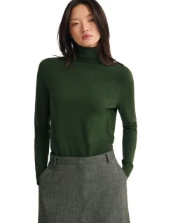 Oxford Ela Turtle Neck Jumper in Dark Green