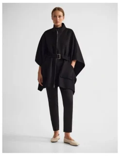 Oxford Elodie Wool Blend Cape in Black