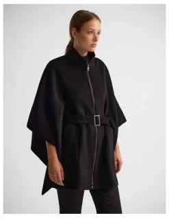 Oxford Elodie Wool Blend Cape in Black