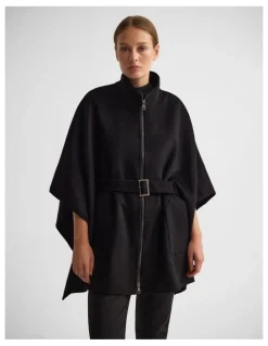 Oxford Elodie Wool Blend Cape in Black