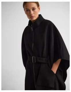 Oxford Elodie Wool Blend Cape in Black