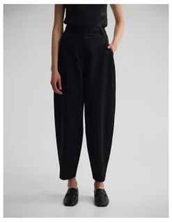Oxford Etta Barrel Leg Cotton Pant in Black