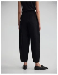 Oxford Etta Barrel Leg Cotton Pant in Black