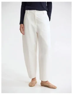 Oxford Etta Barrel Leg Cotton Pant in White