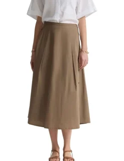 Oxford Harlow Snap Midi Skirt in Mocha