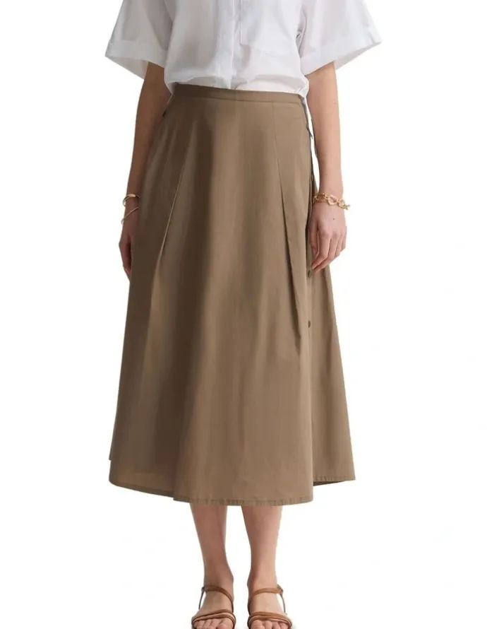 Oxford Harlow Snap Midi Skirt in Mocha