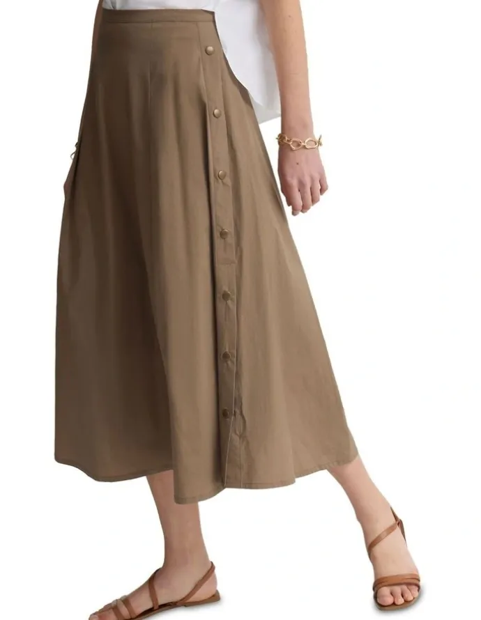 Oxford Harlow Snap Midi Skirt in Mocha