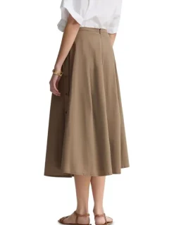 Oxford Harlow Snap Midi Skirt in Mocha