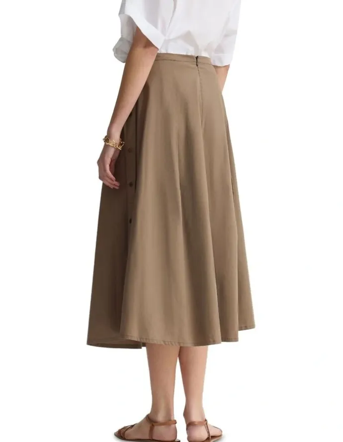 Oxford Harlow Snap Midi Skirt in Mocha
