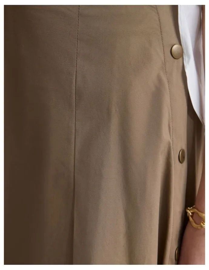 Oxford Harlow Snap Midi Skirt in Mocha