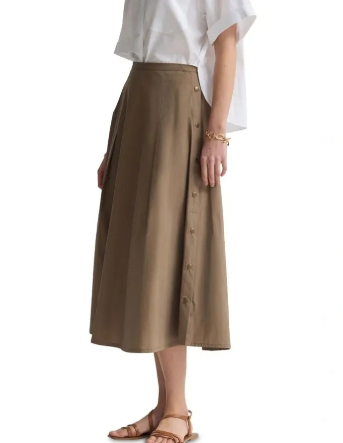 Oxford Harlow Snap Midi Skirt in Mocha