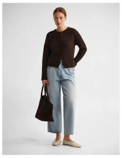 Oxford Jessie Wool Cardigan in Chocolate