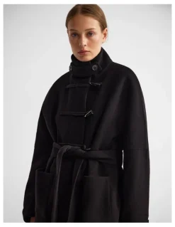 Oxford Kerry Funnel Collar Duffle Coat in Black