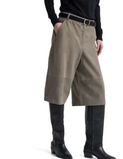 Oxford Kiera Suede Bermuda Shorts in Grey