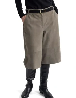 Oxford Kiera Suede Bermuda Shorts in Grey