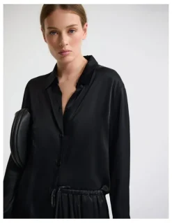 Oxford Lauren Silky Shirt in Black
