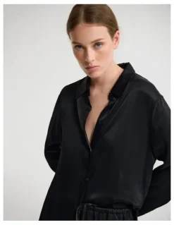 Oxford Lauren Silky Shirt in Black